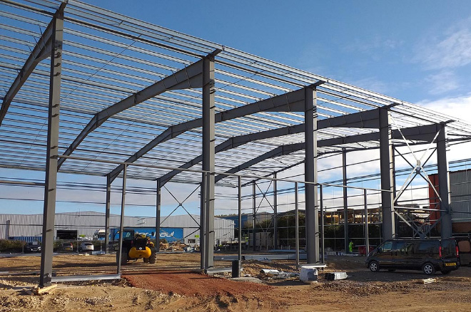 Steels erected on blueprint